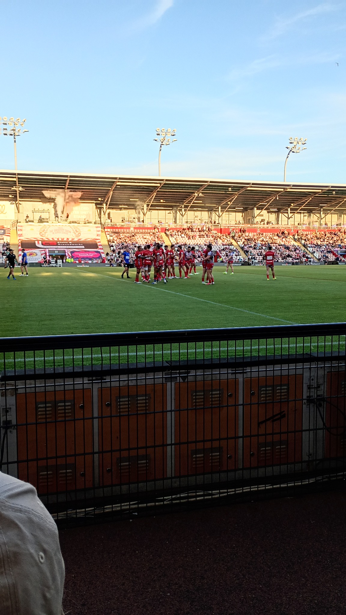 The Leigh Leopards team gathered on the pitch before play